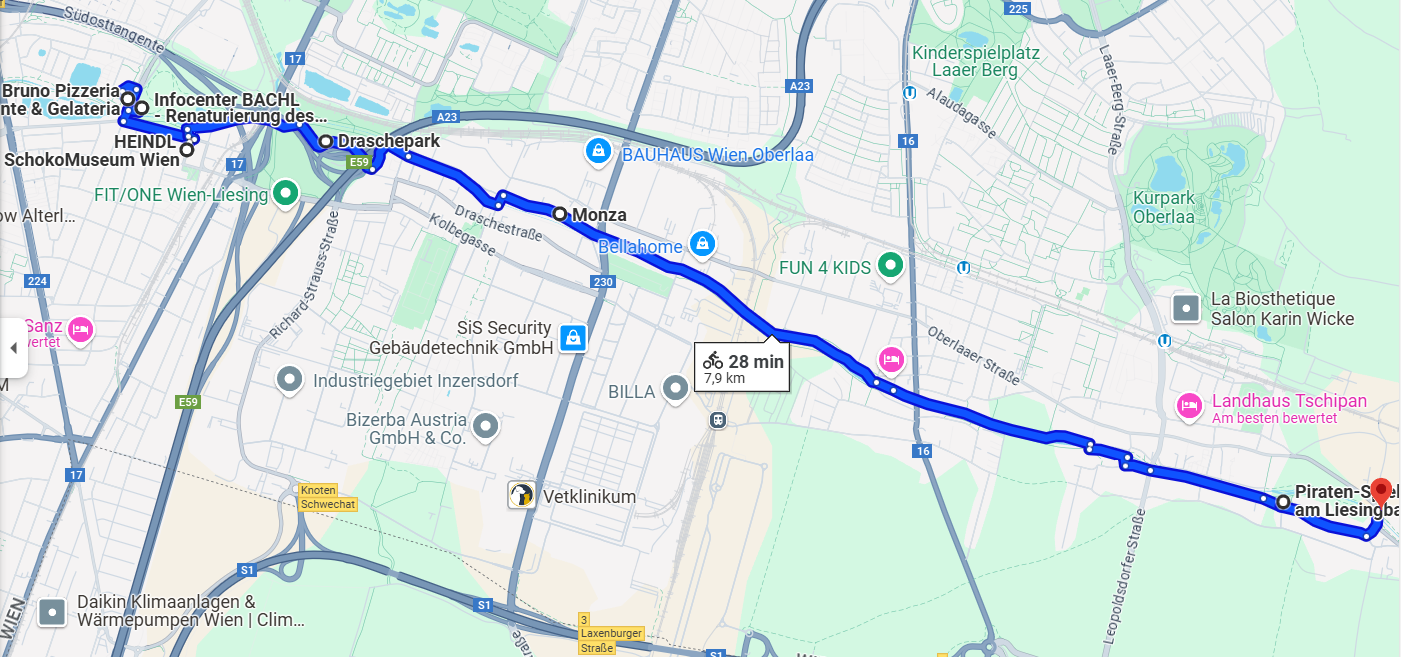 Karte Fahrradtour Liesingbach